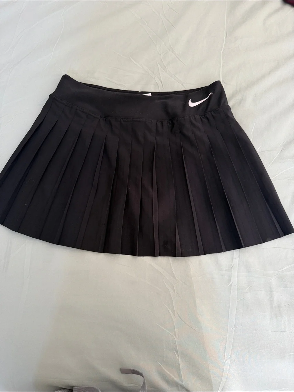 Nike Black Pleated Athletic Skirt with White Swoosh
